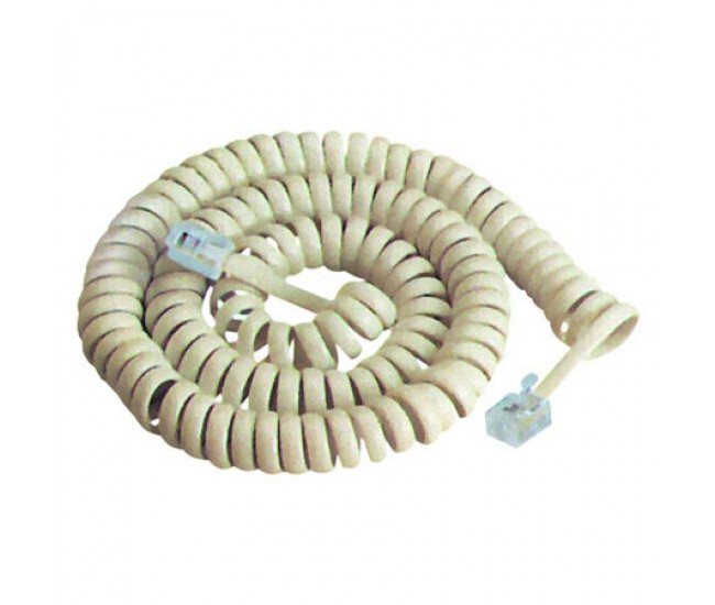 Cablu telefonic RJ10 spiralat 4.2m alb