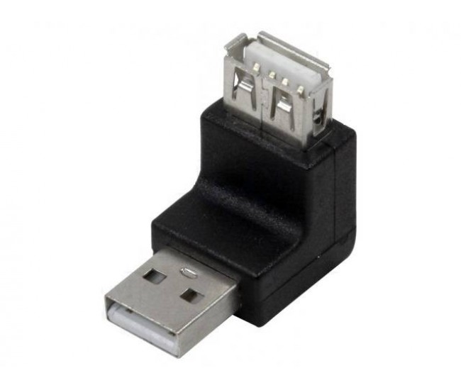 Adaptor USB 2.0 A mufa tata - USB A soclu mama in unghi LOGILINK