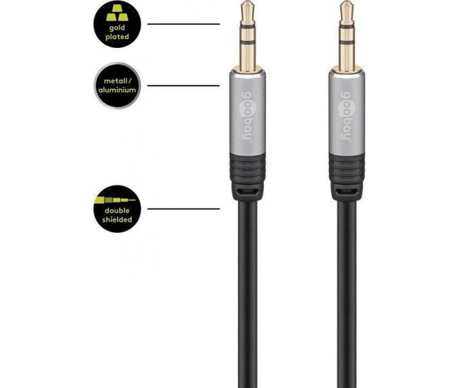 Cablu audio Jack stereo 3.5 mm tata - 3.5 mm tata 1.5m dublu ecranat Goobay Plus