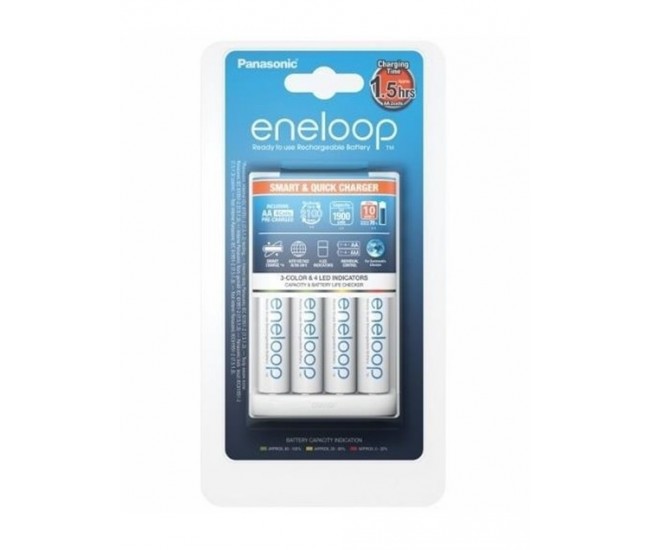 Panasonic Eneloop Incarcator Smart & Quick include 4x AA R6 1900mA K-KJ55MCC40E