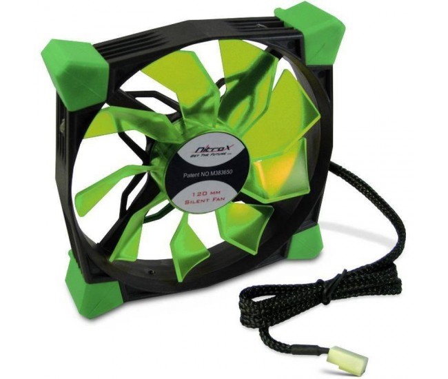 Ventilator Inter-Tech CobaNitrox Xtended N-120-GR 120mm 1200RPM LED verde