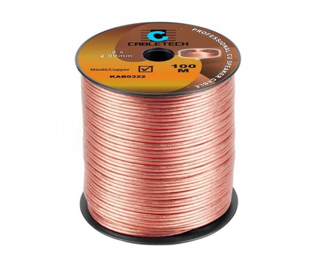 Cablu difuzor 2x2mm cupru transparent 1m la rola Cabletech KAB0322