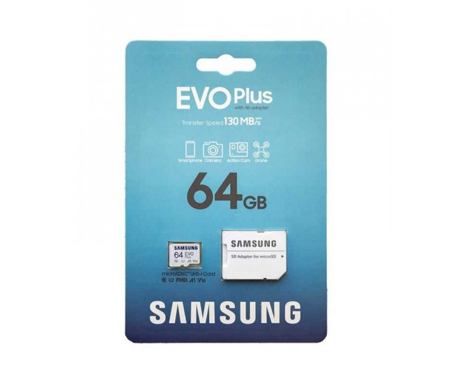 MicroSDHC UHS-1 CARD +adaptor SD 64GB 130MB/s EVO PLUS SAMSUNG MB-MC64KA/EU