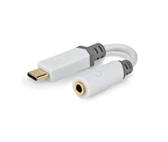 Adaptor PROFESIONAL Digital USB type C tata - Jack 3.5 mm mama Nedis 0.1m alb contacte aurite CCBW65950WT01