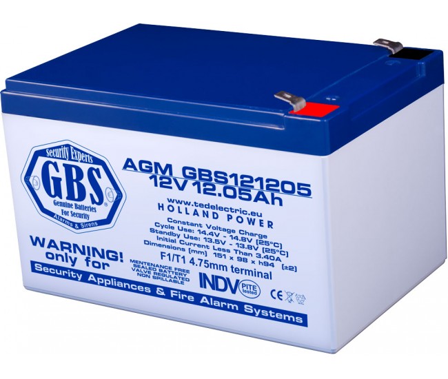 Acumulator AGM VRLA 12V 12.05Ah plumb acid 151x98x95 mm F1 terminal GBS121205F1