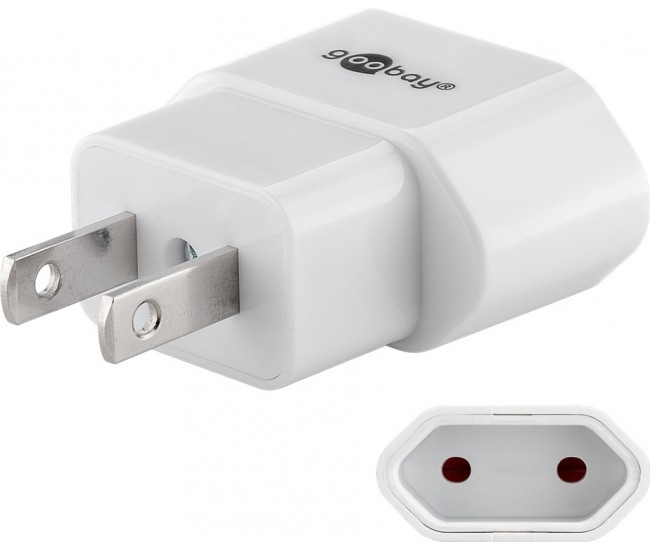 Adaptor de retea SUA Japonia la fisa Euro tip C CEE 7/16 mama 10A alb Goobay