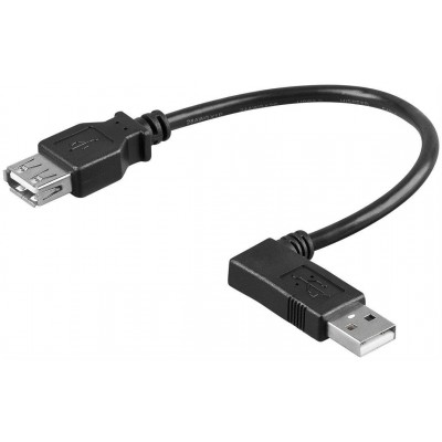 Cablu prelungitor USB 2.0 HI-SPEED 15cm USB A tata 90 grade stanga la USB A mama drept Goobay