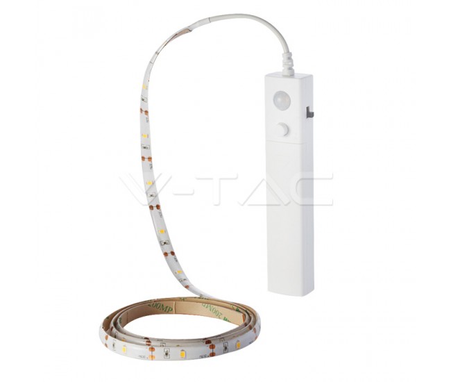 Banda LED 2835 2.4W 1m 2700K cu senzor de miscare si alimentare baterii 4x AAA V-TAC