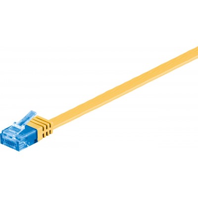 Cablu plat Cat6A UTP 0.5m 500MHz RJ45 cupru galben Goobay