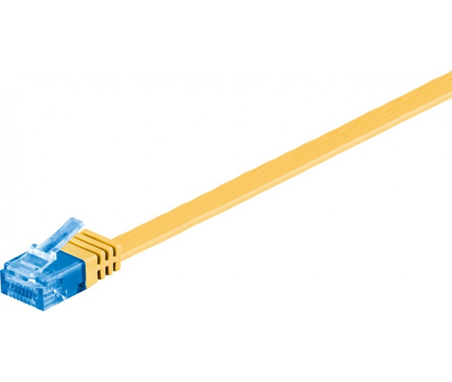 Cablu plat Cat6A UTP 0.5m 500MHz RJ45 cupru galben Goobay