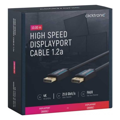 Cablu Profesional DisplayPort - DisplayPort 10m v1.2a 4K 60Hz 21.6Gbit/s AWG26 OFC Clicktronic 70715