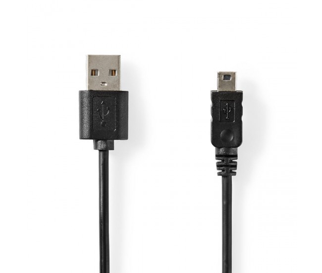 Cablu USB 2.0 A tata - Mini USB 5-Pin tata 3m negru Nedis