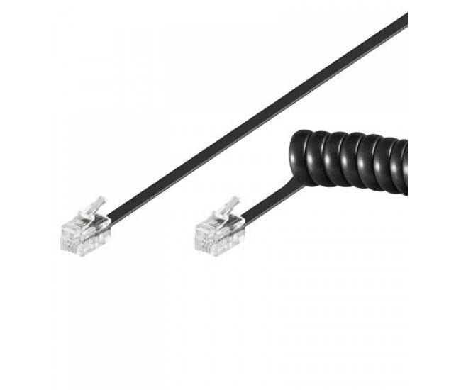 Cablu telefonic receptor spiralat RJ10 7m 4 pini 4 contacte Goobay