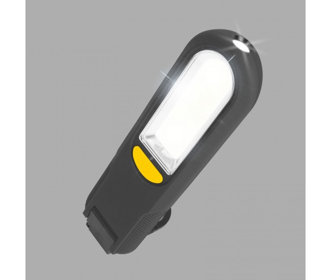 Reflector din sticla LED COB + SMD 3W 20-300lm 3x AAA cu carlig magnet si alarma Phenom