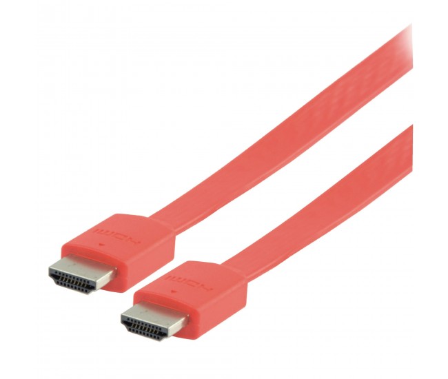 Cablu HDMI - HDMI Hign speed plat cu eternet 2m rosu VALUELINE