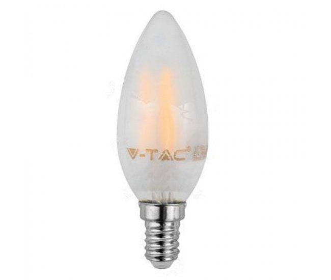 Bec cu filament LED E14 4W 6400K alb rece sticla mata V-TAC