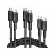 Set cabluri USB type C - USB type C 100W 3buc 1.2m +2x 2m negru Choetech MIX00108 Choetech