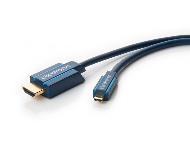 Cablu Profesional 2m micro HDMI - HDMI Ultra HD 4K 60Hz cu Ethernet OFC AWG32 aurit Clicktronic