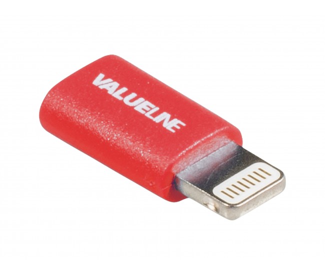 Adaptor iPhone Lightning tata - micro USB mama rosu Valueline