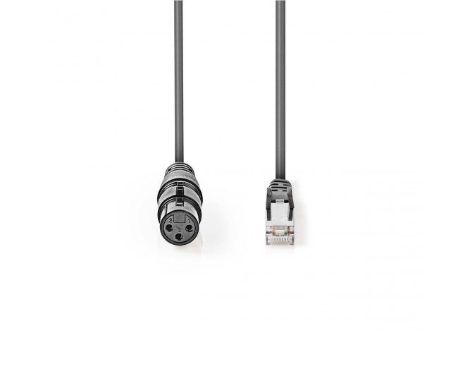 Cablu adaptor DMX XLR 3 Pini mama - RJ45 tata 0.3m gri Nedis