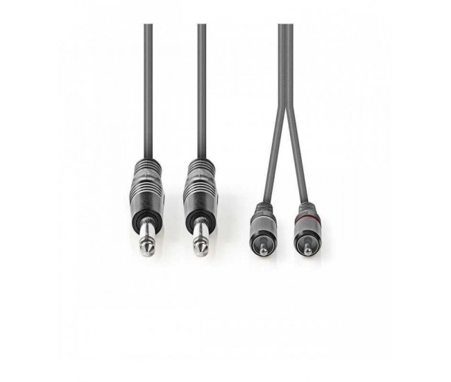 Cablu audio stereo Nedis Jack 2x 6.35 mm tata - 2x RCA tata 3m gri