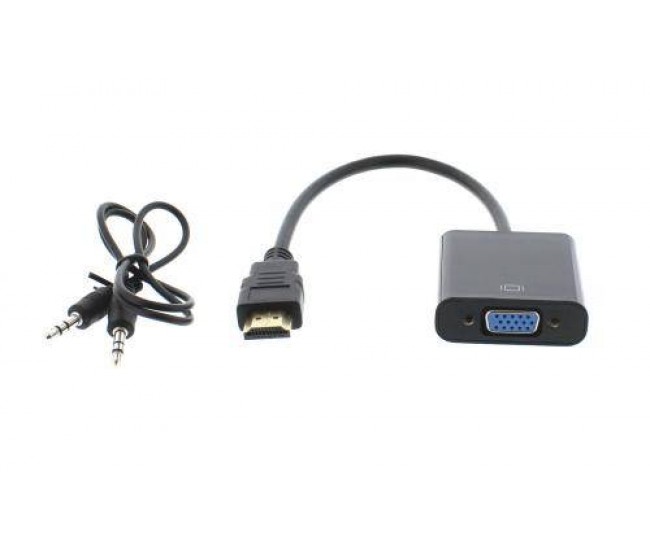 Cablu adaptor HDMI la VGA mama +Jack 3.5 mm Stereo audio Well