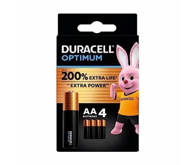 Set baterii alcaline AA R3 DURACELL OPTIMUM 4buc MX1500