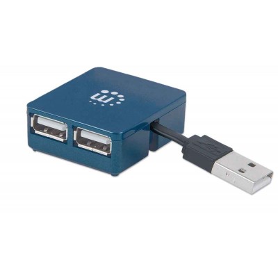 HUB mini USB 2.0 cu 4 porturi albastru 160605 Manhattan