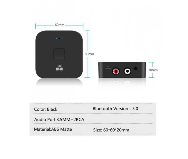 Adaptor convertor audio bluetooth NFC + DIGITAL TOSLINK la analog 2x RCA + Jack 3.5 mm