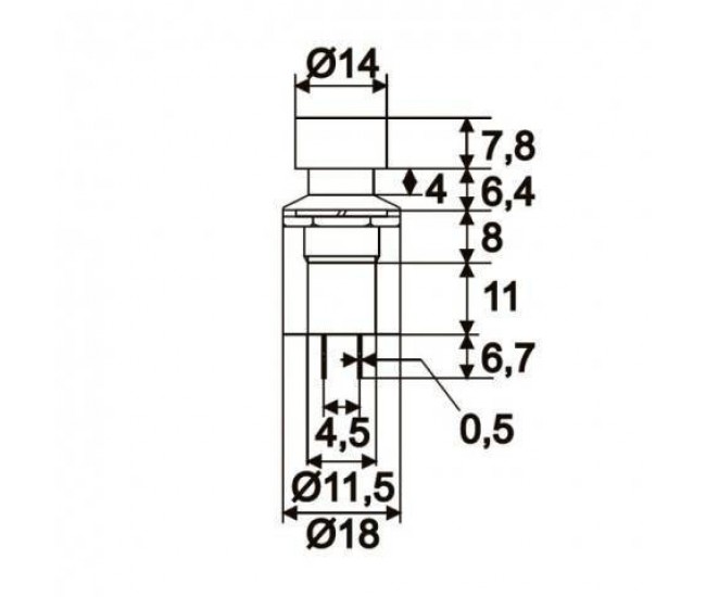 Intrerupator cu apasare 1 circuit 1A 250V OFF-ON negru