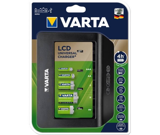 Incarcator universal acumulatori AA AAA C D 9V USB 57688 101 401 Varta