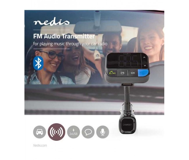 Modulator FM Nedis Bluetooth MicroSD Hands-Free Control vocal 2x USB