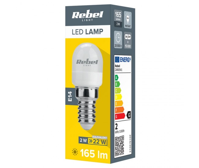 Bec LED frigider 2W echivalent 22W E14 165lm alb rece 6500K 230V REBEL