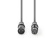 Cablu audio Stereo XLR 3 pini tata - XLR 3 pini mama 3m Gri Nedis