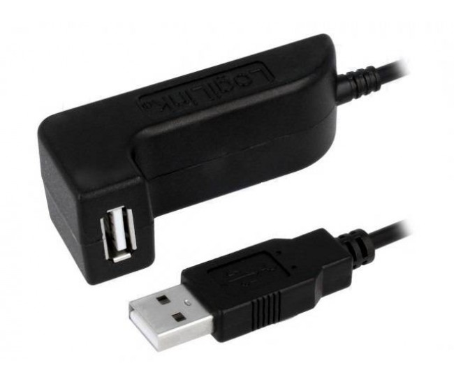 Cablu USB 2.0 A soclu mama - USB A mufa tata nichelat 1.5m negru LOGILINK