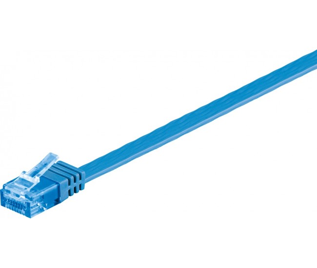 Cablu plat Cat6A UTP 1m 500MHz RJ45 cupru albastru Goobay