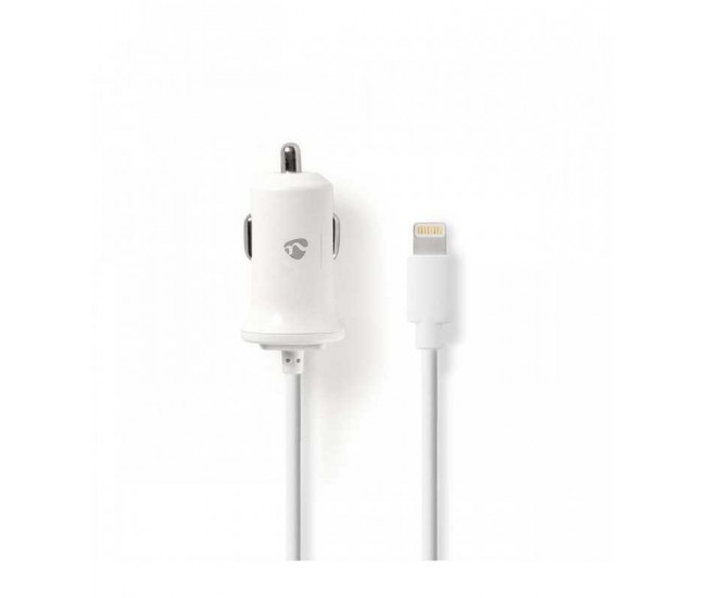 Incarcator auto 12V - Apple Lighting 2.4A certificat MFi alb 1m Nedis