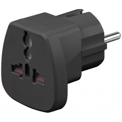 Adaptor univeral la CEE 7/7 Schuko negru 250V AC 16A Goobay