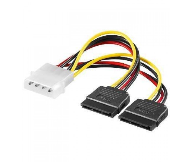 Cablu adaptor 2x Sata la Molex 5.25 4 pini tata 15cm Goobay