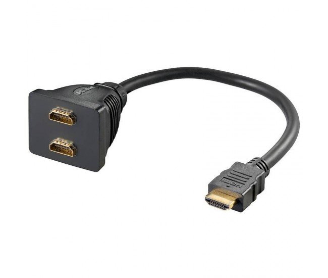 Cablu adaptor HDMI la 2x HDMI aurit Goobay