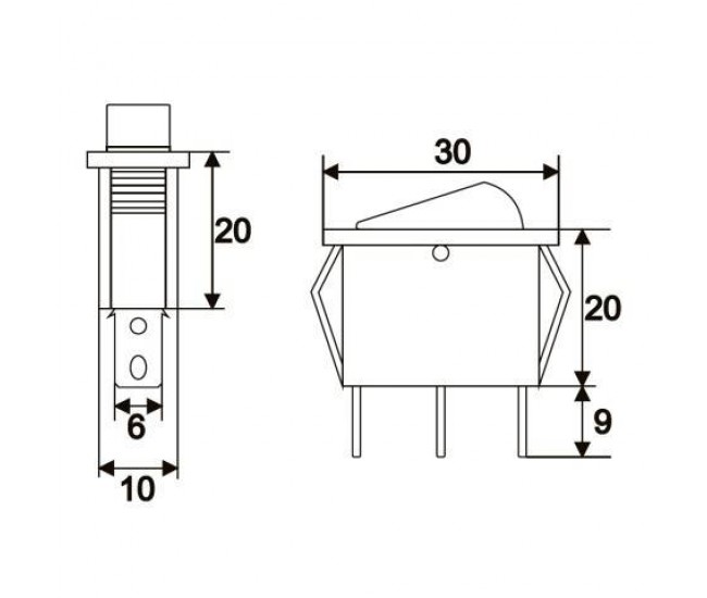 Interupator basculant 3 pini 1 circuit 10A OFF-ON albastru cu retinere