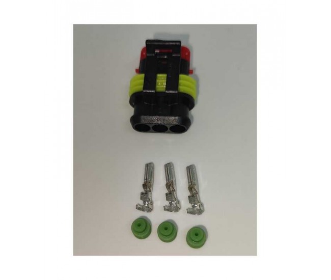 Set conector cablu Superseal 1.5 mama mufa 3 pin 3 pini inclusi + 3 garnituri incluse IP67 TE Connectivity 282087-1-SET-F