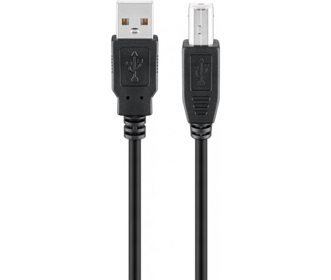 Cablu USB 2.0 HI-SPEED tata tip A - USB 2.0 tata tip B 1m pentru imprimanta 0.48Gbit/s cupru negru 96185 Goobay