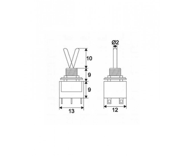 Comutator cu brat 2 circuit 3A 250V ON-ON cu retinere