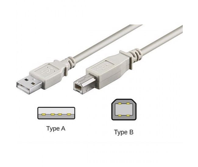 Cablu USB 2.0 A la USB B impimanta 1.8m crem Micro Connect Gembird