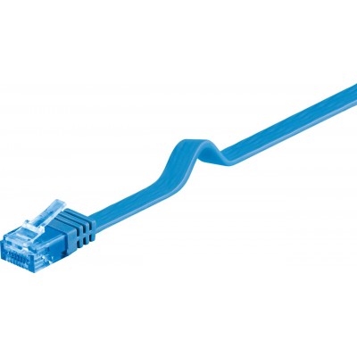 Cablu plat Cat6A UTP 1m 500MHz RJ45 cupru albastru Goobay