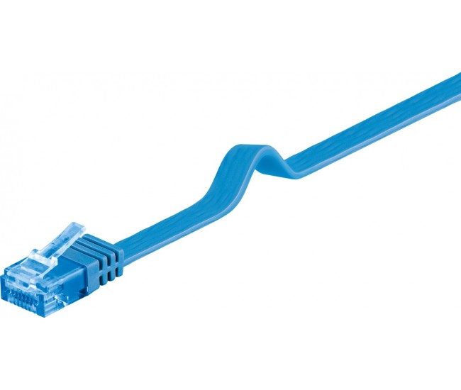 Cablu plat Cat6A UTP 1m 500MHz RJ45 cupru albastru Goobay