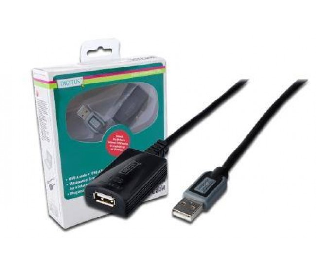 Repeater USB 2.0 A soclu - USB A mufa 10m DIGITUS DA-73100-1