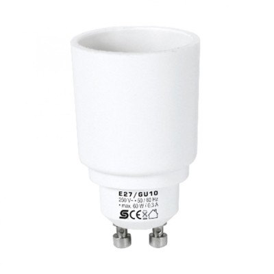 Adaptor soclu E14 mama la mufa GU10 tata 60W 0.3A alb HOME