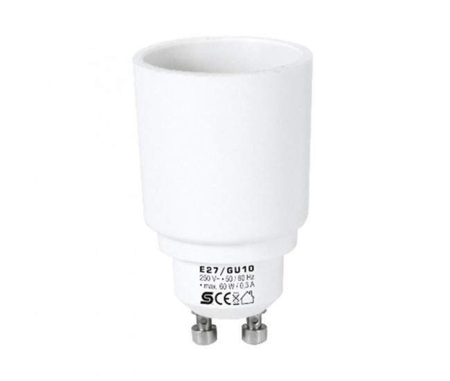 Adaptor soclu E14 mama la mufa GU10 tata 60W 0.3A alb HOME